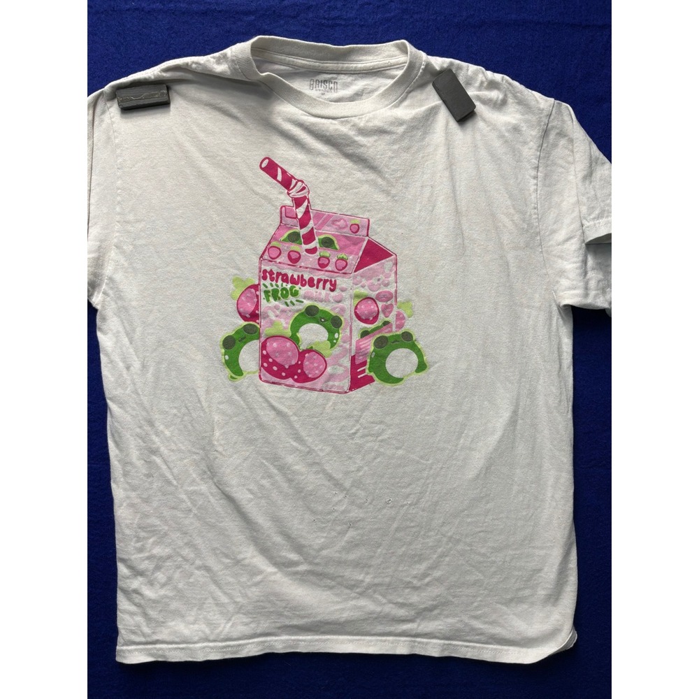 Kawaii‎ Mens Brisco Brands Strawberry Frog Milk T-Shirt M White